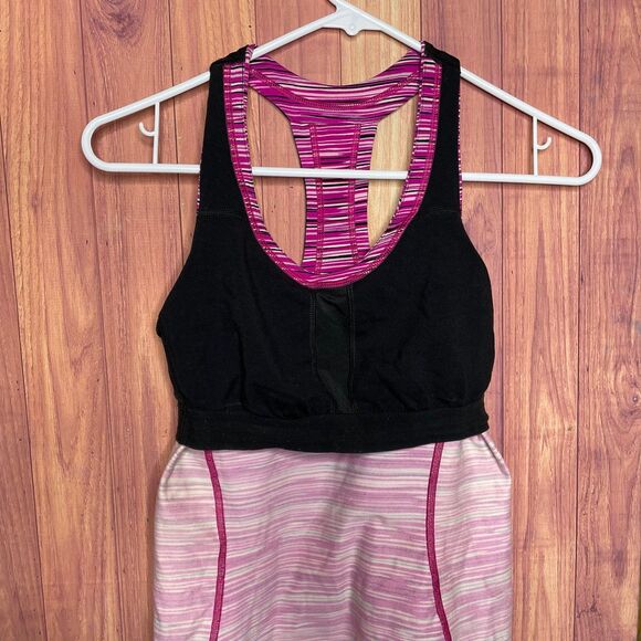 The North Face Pink Stretch Racerback Work Out Tank Top Built in Bra Women Small - Picture 3 of 6